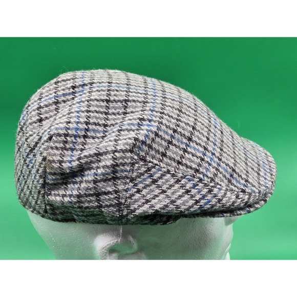 Barbour Hat Gray Blue Plaid Tweed Wool Blend Newsboy Flat Cap Size 7 3/8 - Picture 5 of 13